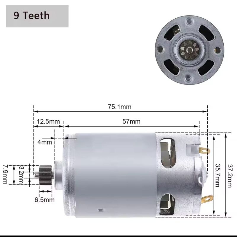 Dinamo DC RS 550 21V Pinion Gear Gigi 9 Teeth Jet Cleaner Cordless Bor Cordless