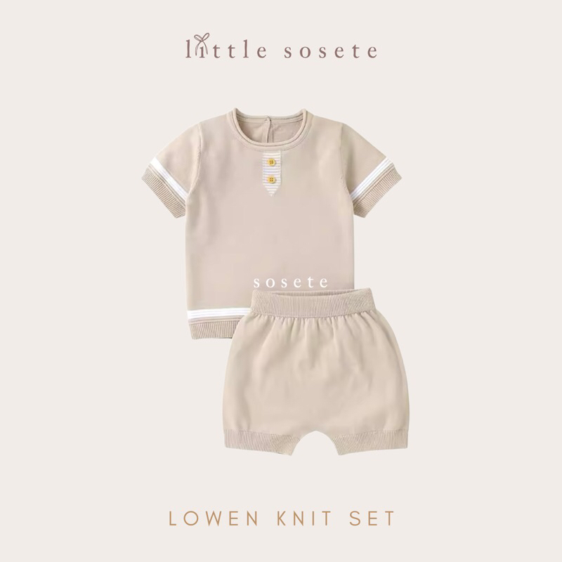 Little Sosete - Knit Set Bayi Atasan dan Bawahan / Baju Bayi Newborn Korea / Baju Newborn Laki Laki 