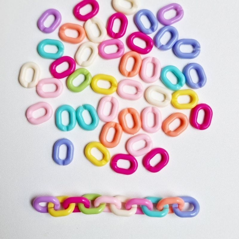 GROSIR 1PON MANIK RANTAI PLASTIK | MANIK RANTAI SAMBUNG OVAL