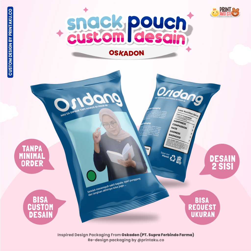 

Bungkus Kado Custom | Snack Custom Foto Teks Bungkus Kado Pouch Jumbo | Series Oskadon