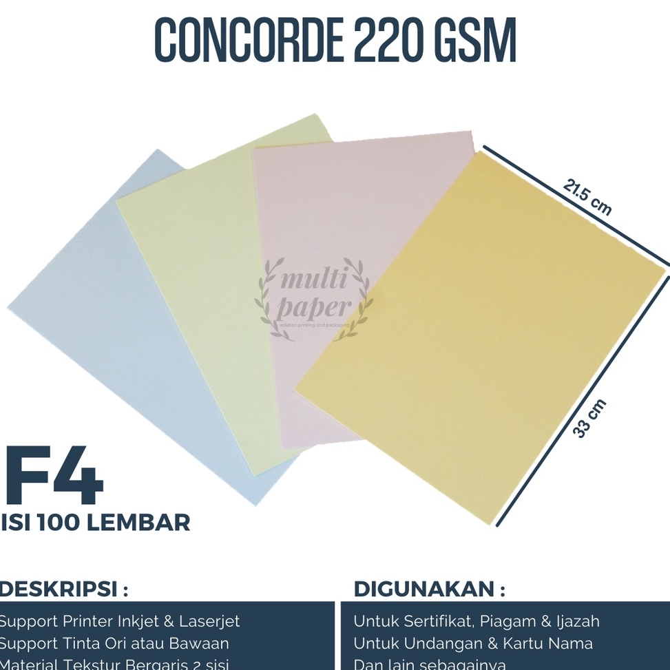 

ZYDA5187 Concorde F4 22 gr isi 1 lembar Kertas Piagam F4 Concorde F4