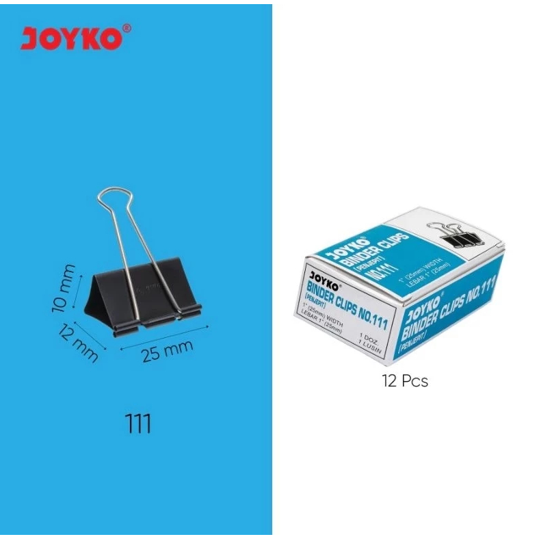 

[111] Binder Clips Joyko no 111 (isi 12) / Klip Penjepit Kertas