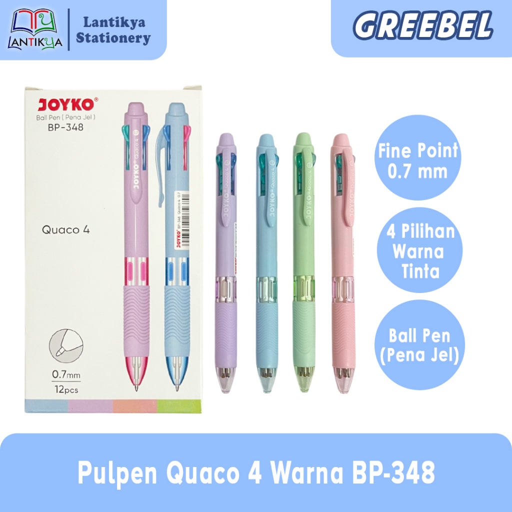 

Pulpen 4 warna Joyko Bp-348 Quaco 4/0.7mm PER 1 PACK ISI 12 PCS