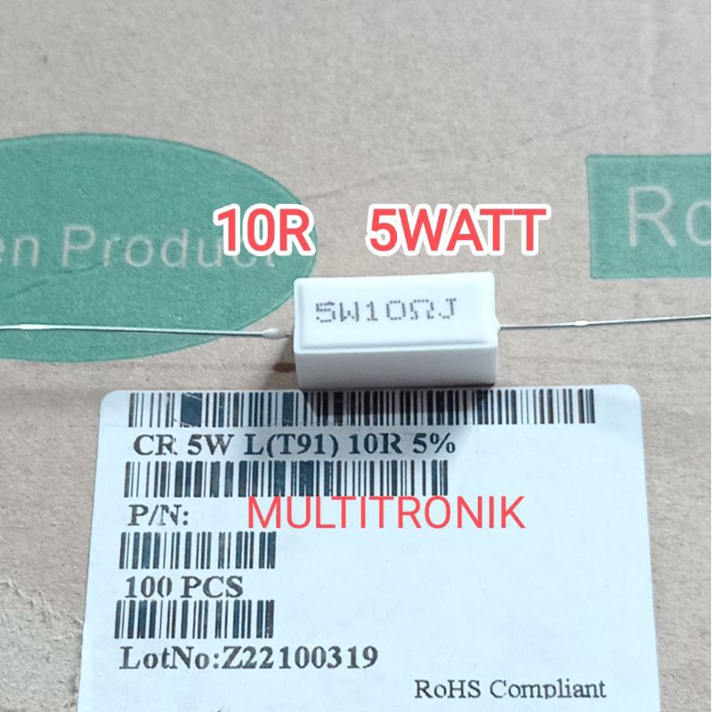 RESISTOR 10R 5WATT 5% TAIWAN RESISTOR 5WATT 10 Ohm 5%