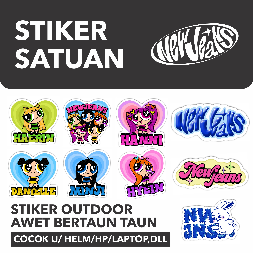 

Stiker Newjeans Tahan Air Panas Awet Bertaun taun Sticker Hani Hyein Haerin Merch Kpop Minji Danielle