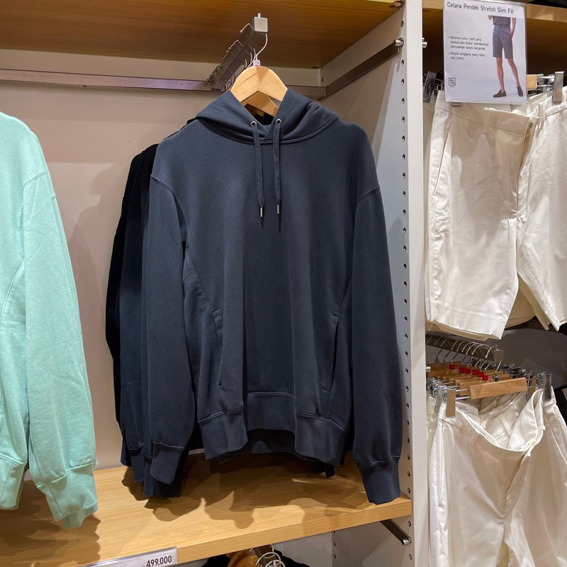 hoodie uniqlo hitam polos original asli