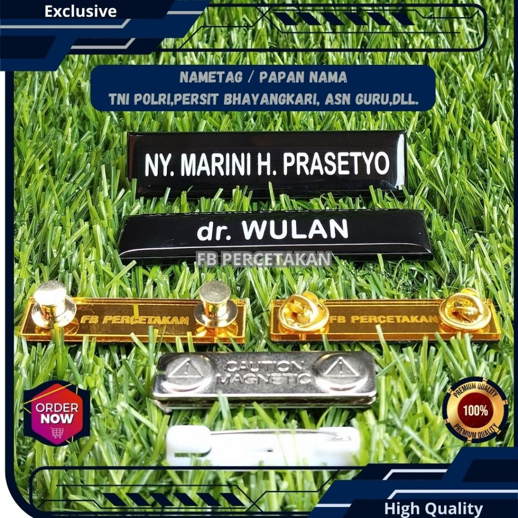 

PAPAN NAMA PERSIT / PAPAN NAMA TNI / NAME TAG KARYAWAN / NAMETAG GURU / PIN NAMA GURU, ASN, PERSIT BHAYANGKARI 8X2 CM FULL HITAM