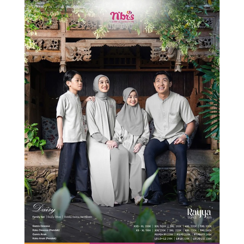 SALE 25% TERBARU SARIMBIT NIBRAS RAYYA SERIES  DAISY DUSTY OLIVE/ sarimbit keluarga nibras daisy dus