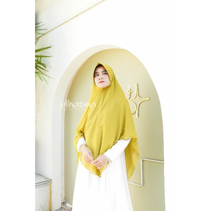 Elhasna Hijab Instan Khimar Xl lancip Jumbo Syari Dua Layer Cerutty Muslim