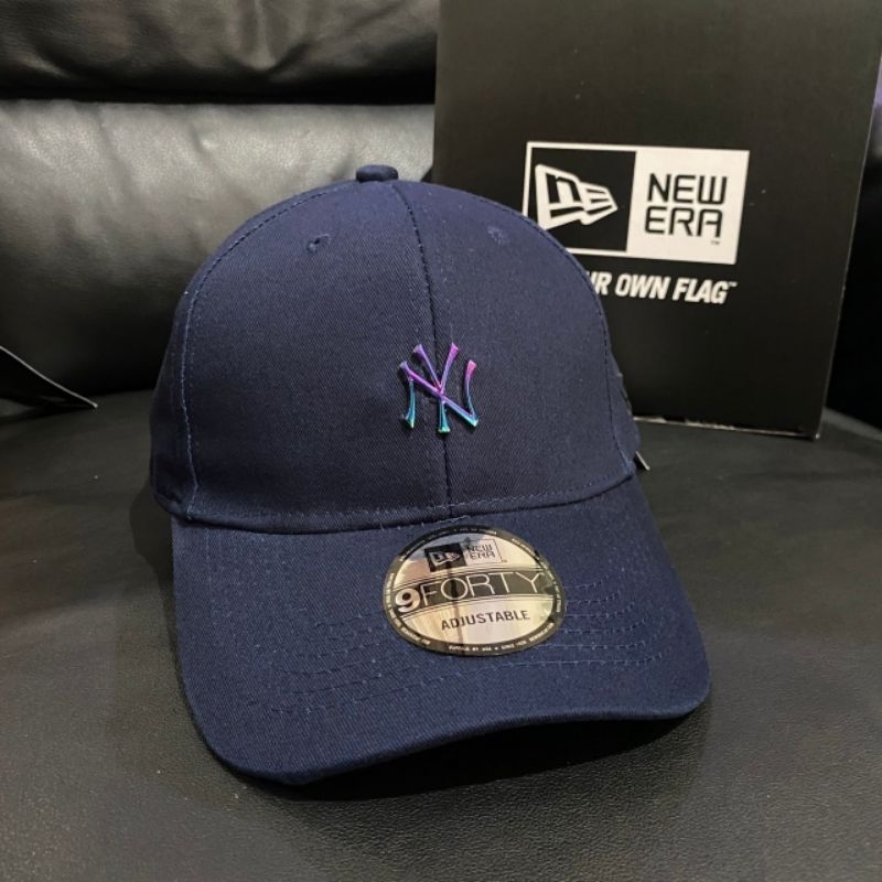 Topi New Era Navy metal rainbow logo | Mlb ny cap original quality mirror 1:1