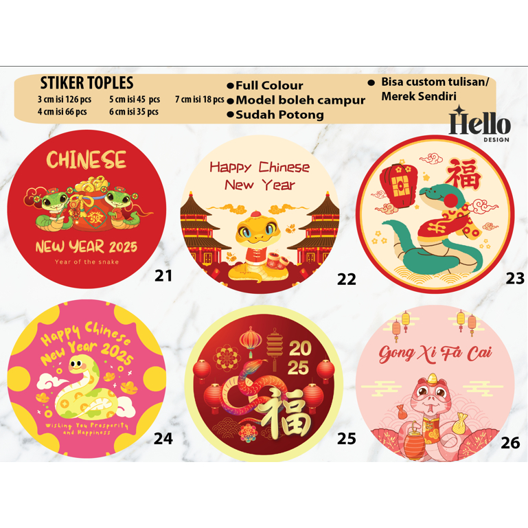 

STIKER TOPLES imlek chinese new year / stiker imlek custom/ stiker sincia / stiker toples bulat