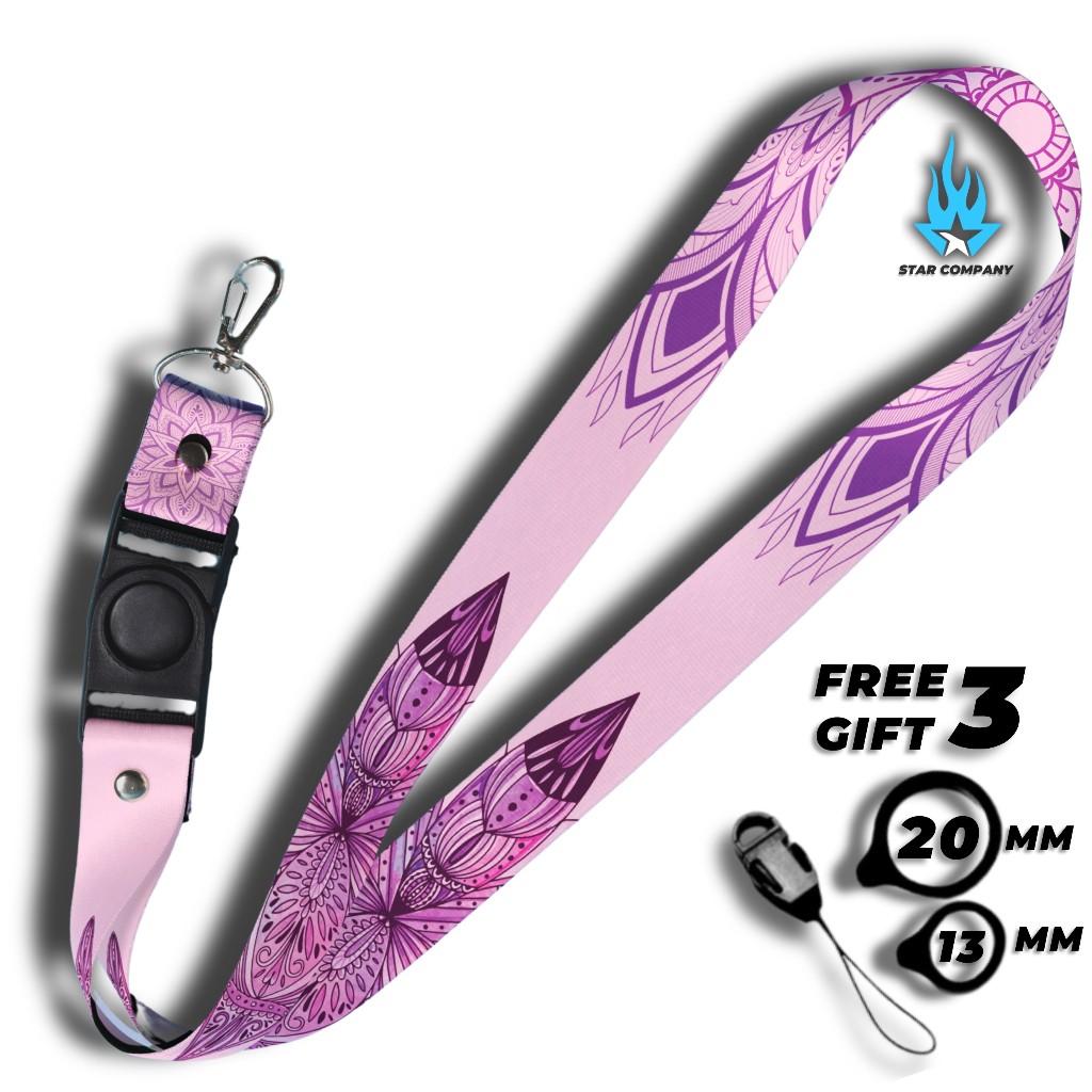 

LANYARD MANDALA BATIK PINK GANTUNGAN HANDPHONE & UNTUK ID CARD
