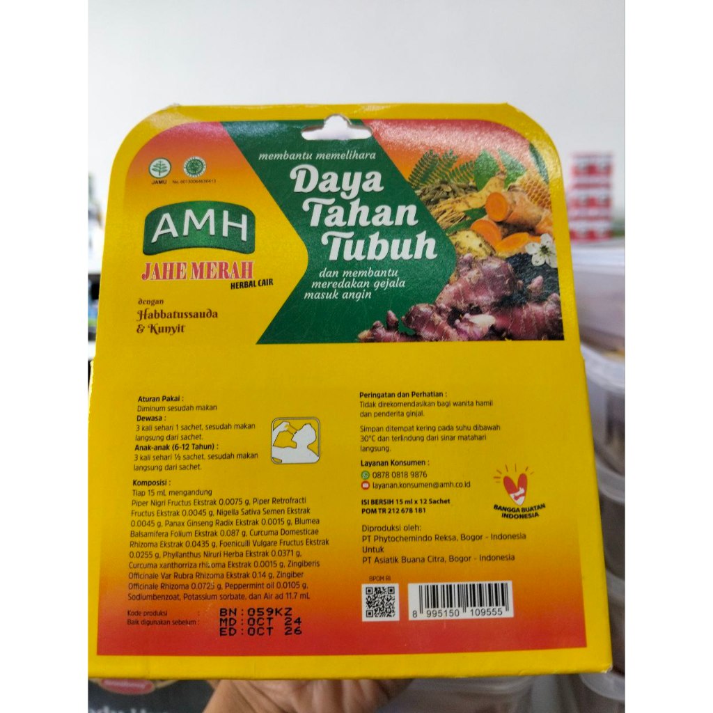 

AMH Jahe Merah Herbal Tolak Angin Cair isi 12 Sachet Original