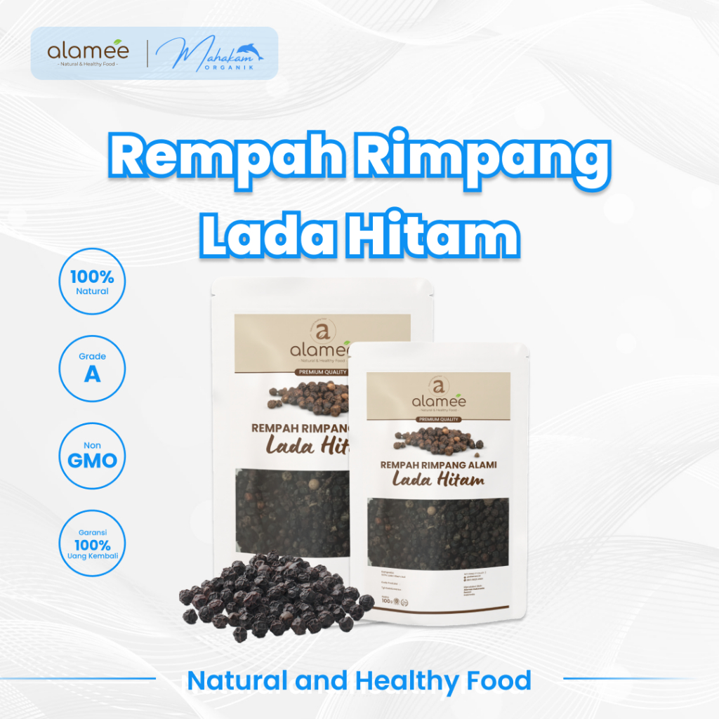 

ALAMEE Lada Hitam Biji Blackpepper Organik Black Pepper Utuh Whole Rempah Rimpang Alami Spice