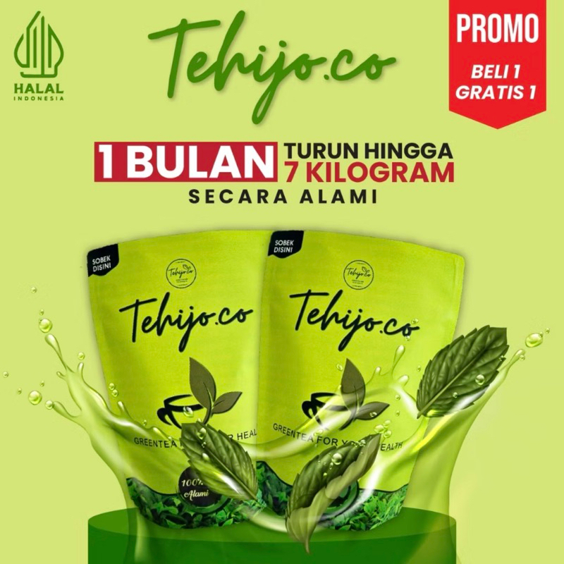 Tehijo.Co Beli 1 Gratis 1 Teh hijau Alami Organik Minuman Penurun berat badan Diet Pelangsing