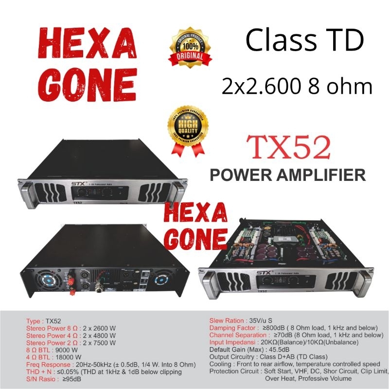Power STX TX52 Class TD 2x2.600 Watt 8 ohm
