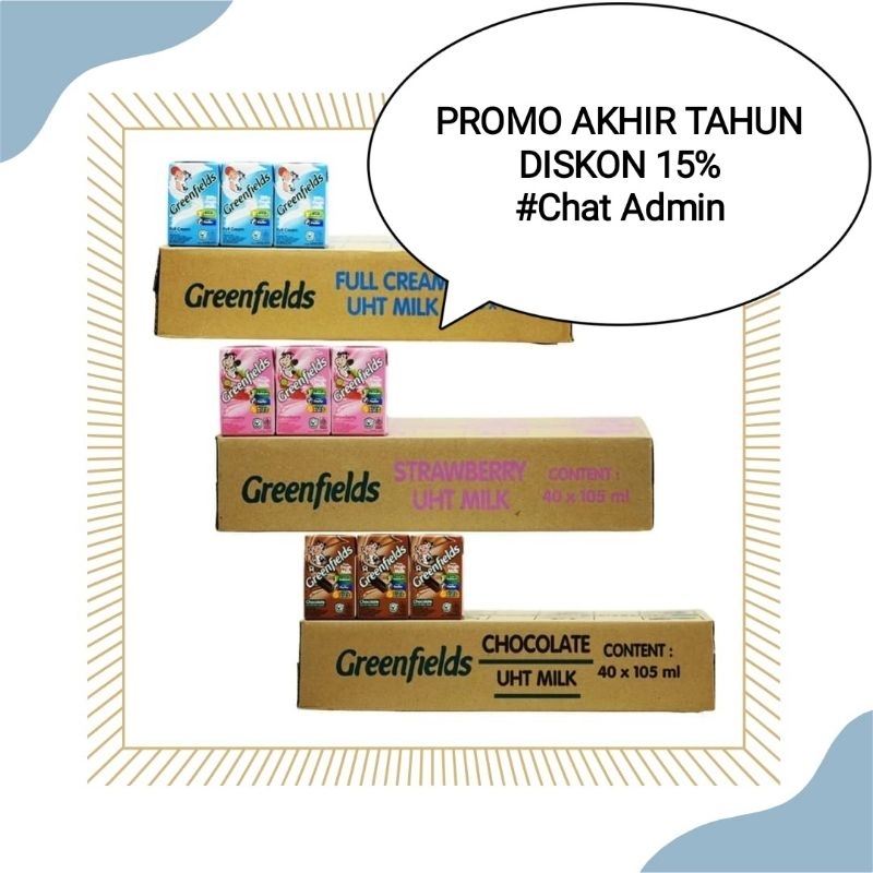 

Susu UHT Greenfields 105 ml 1dus isi 40 exp 9/2025 (Packing Aman)