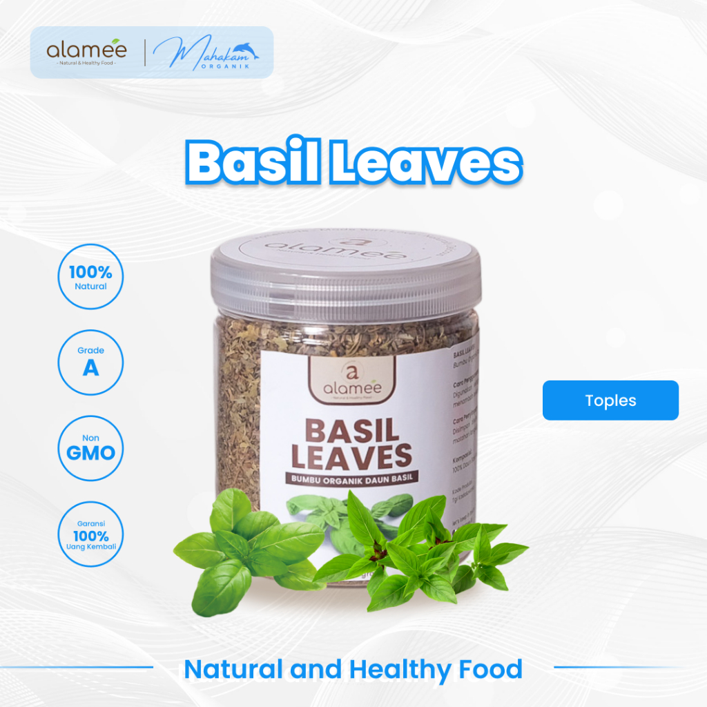 

ALAMEE Daun Basil Bumbu Dapur Dried Leaf Murni Asli Seasoning Organik Garnish Garnis Toples