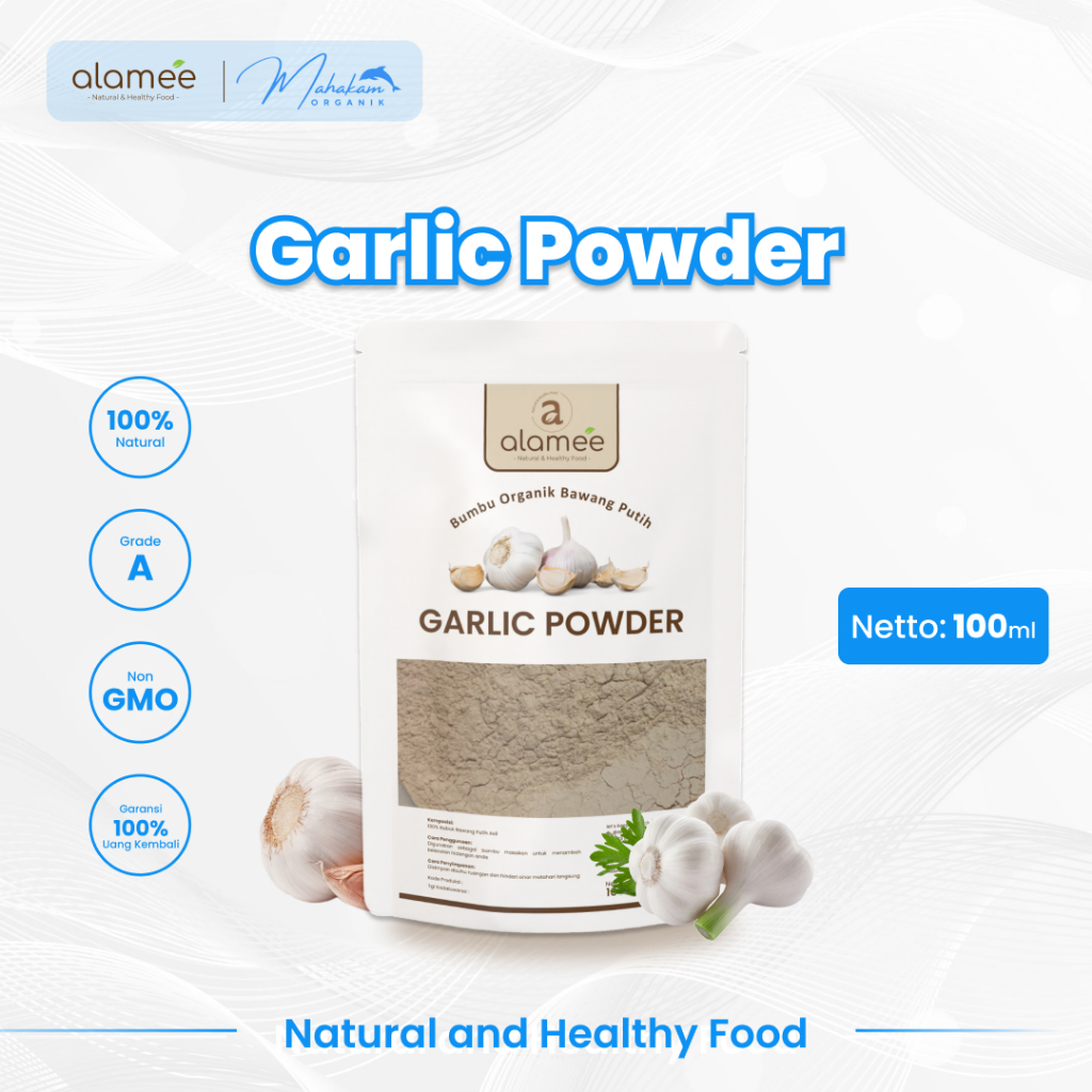 

ALAMEE Garlic Powder Bawang Putih Bubuk Bumbu Dapur Organik Ground Instan Asli Seasoning 100 Gram