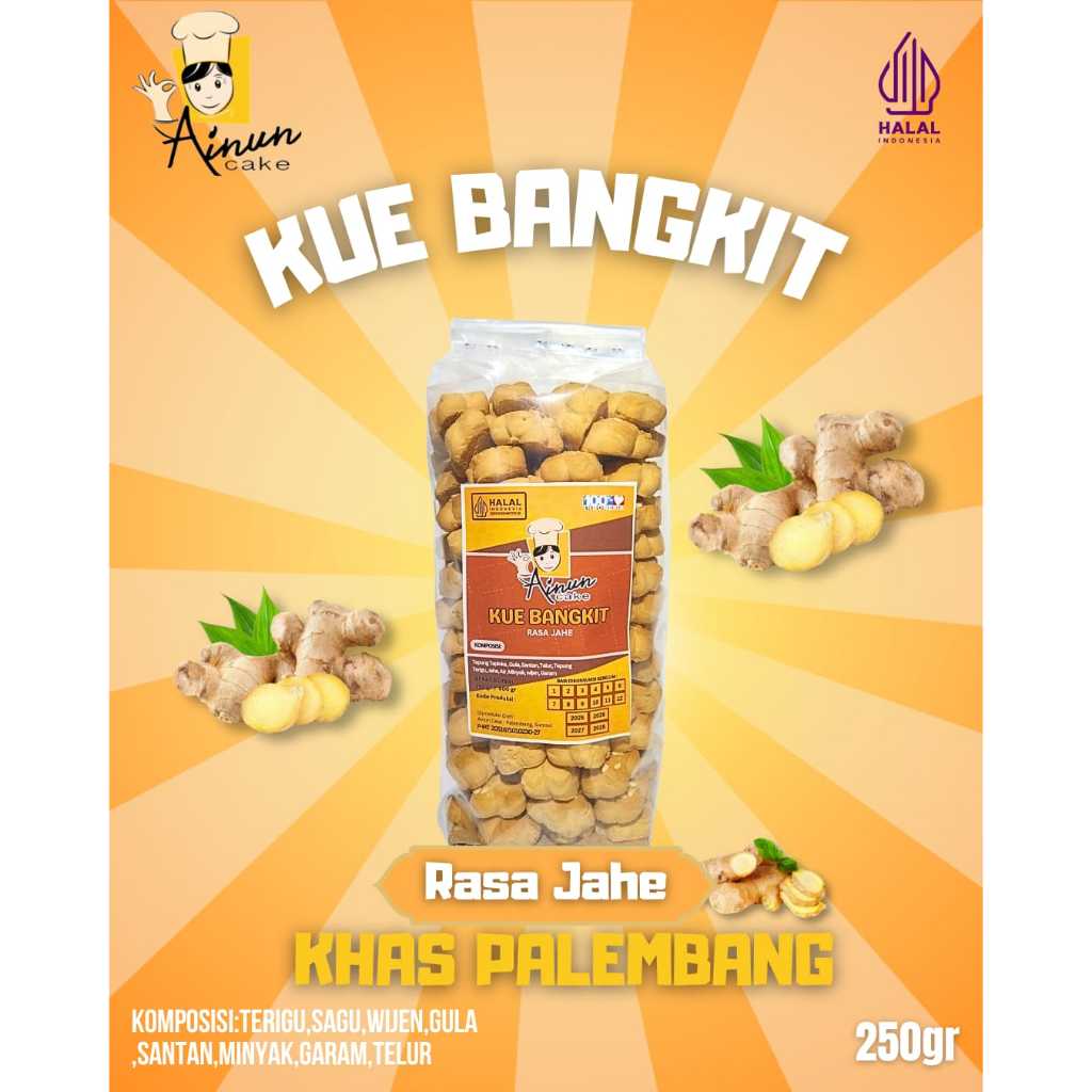 

kue bangkit rasa jahe ainun cake oleh oleh khas palembang 250 gr / kue lebaran /kue kering /snack /camilan /cemilan/makanan ringan /tanpa pengawet/tanpa pewarna /alami /halal /viral /jajanan legend /gurih /manis /bingen /cookies /pastry/hampers idul fitri