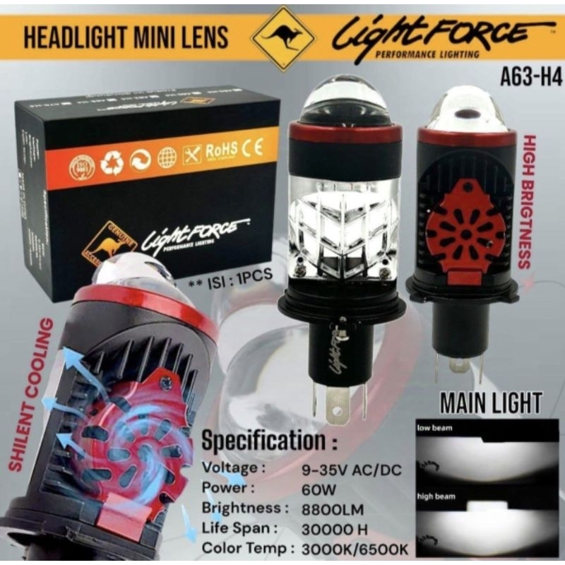 Lampu H4 Led Projie BILED Mini H4 Laser 35 WATT OCP