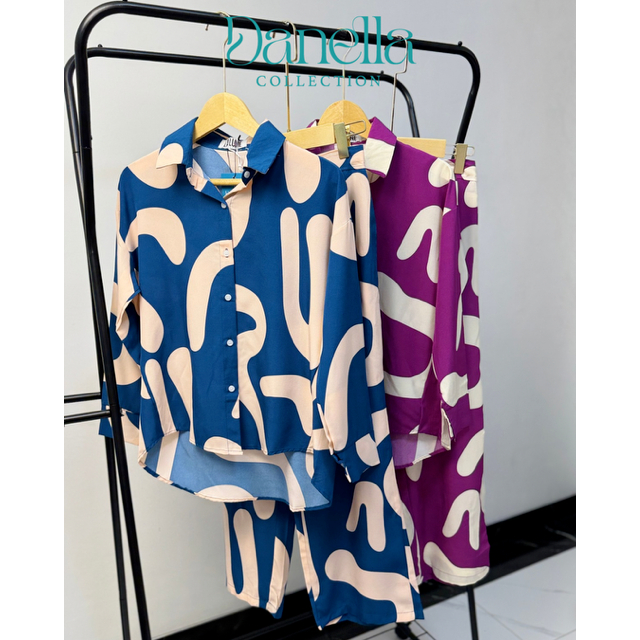 Lalune Printed LS Set Bkk | One Set - Stelan Wanita - Stelan Baju Celana