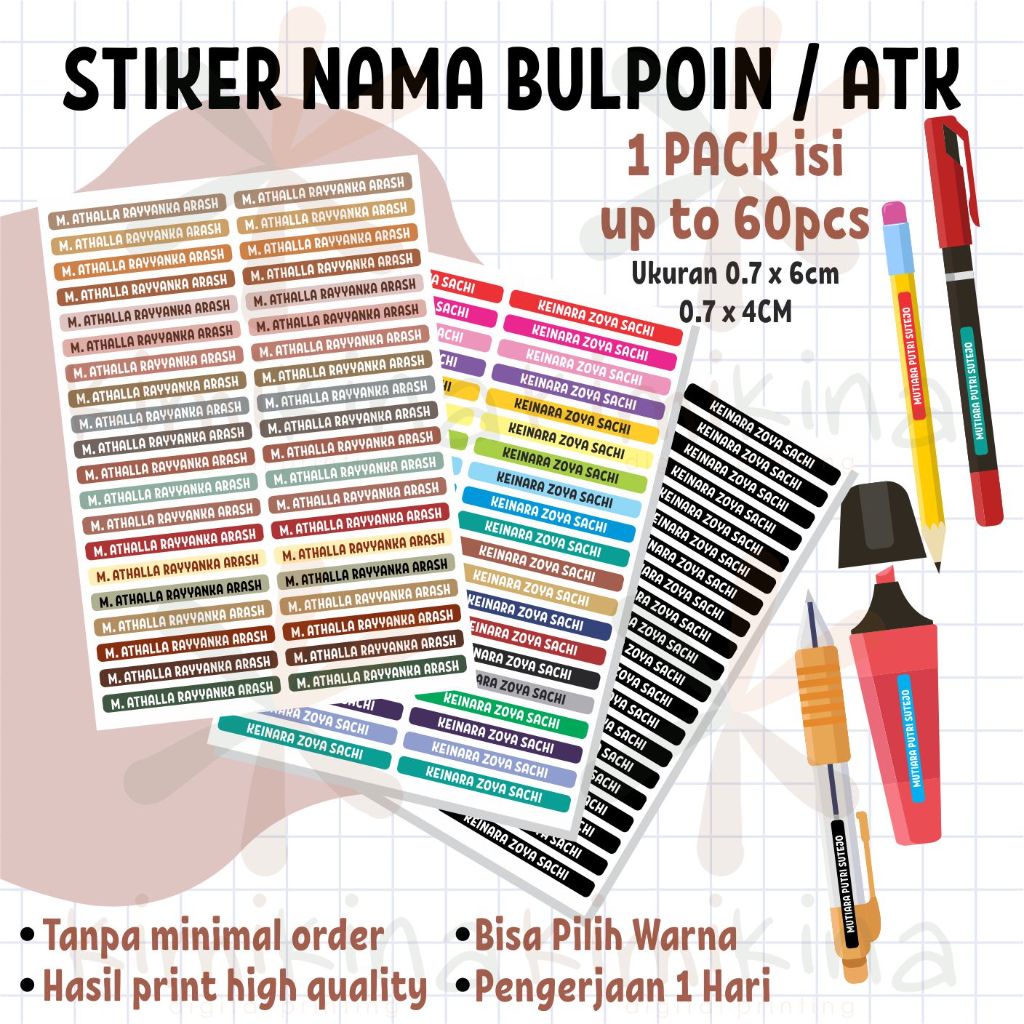

STIKER NAMA BOLPOIN / PULPEN / PENSIL / ATK