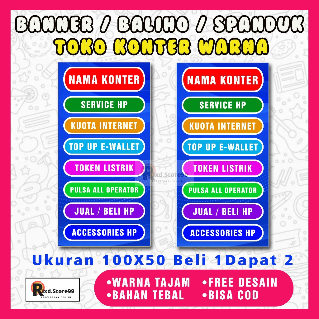 BANNER SPANDUK TOKO KONTER BELI 1 DAPAT 2 BANNER BALIHO SPANDUK BENER MURAH