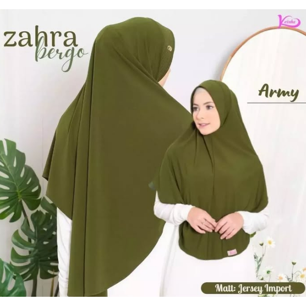 Jual Hijab Keissha Zahra Army Kerudung Syari Premium Zahra Jersey Premium