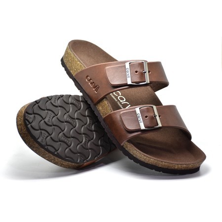 CARVIL Sandal Selop Kulit Asli Sandal Casual Unisex Sandal Slop Pria Wanita Sandal Slide Cowok Origi