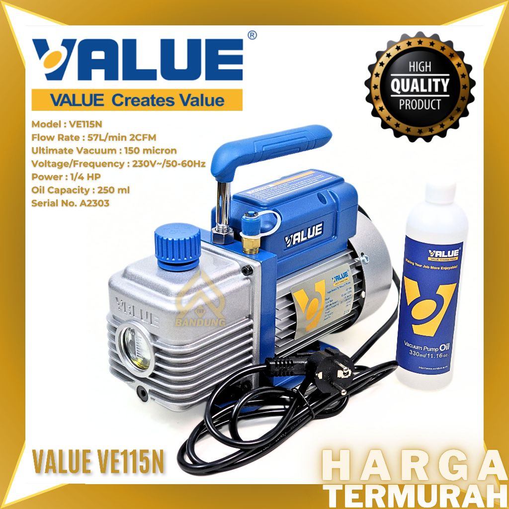 VACUUM PUMP VALUE VE115N 1/4HP | VACUM PUMP VALUE VE 115 N | POMPA PAKUM FREON VE115 N 1/4PK
