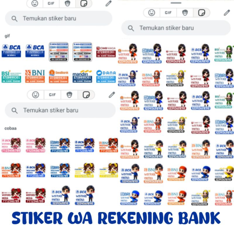 Jasa Stiker Wa Rekening bank Stiker Whatsapp karakter Rekening bank Gif