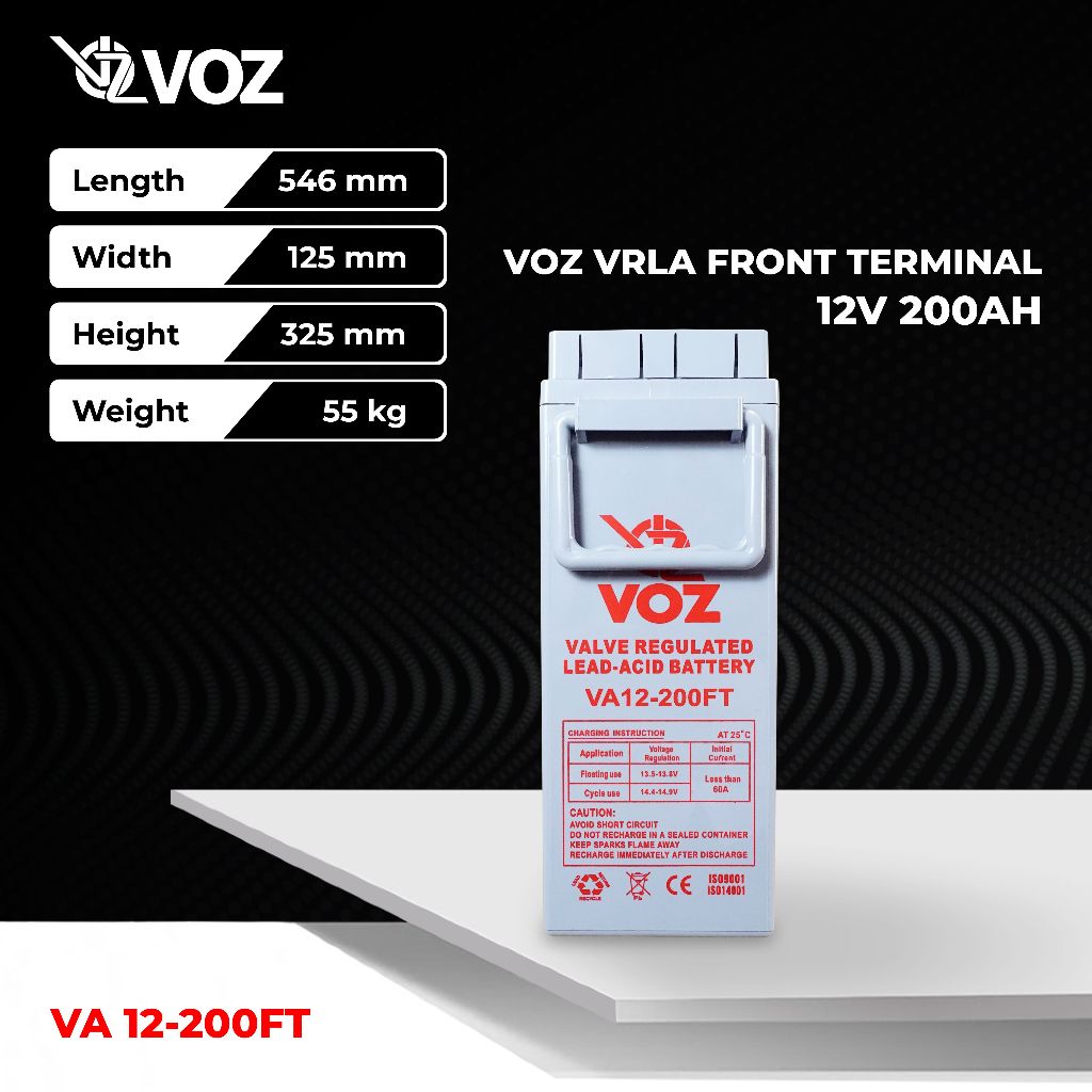 Voz Aki Kering 12V 200Ah - Front Terminal - Baterai Aki Kering 12V 200Ah | Baterai Solar Panel