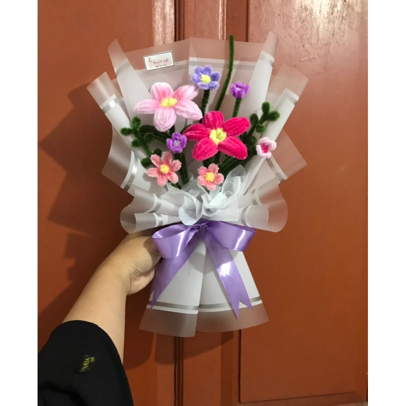 BOUQET BUNGA KAWAT BULU BUCKET BUNGA KAWAT BULU