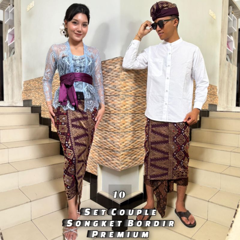 Set couple kamen saput udeng songket Bali bordir