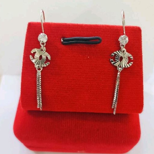 Anting panjang Dewasa Asli perak silver 925 lapis emas putih at013
