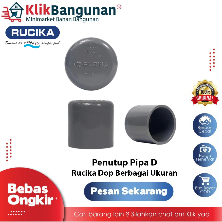 RUCIKA DOP D BERBAGAI UKURAN / FITTING PIPA /  FITTING PRALON / FITTING PERALON / PENUTUP PIPA D / P