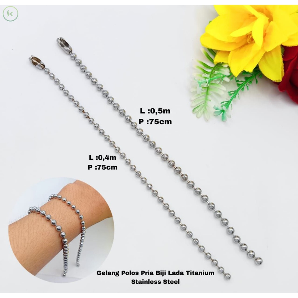 Set Kalung + Gelang Polos Pria Warna Silver Titanium Stainless Steel Anti Karat(bisa Cod)