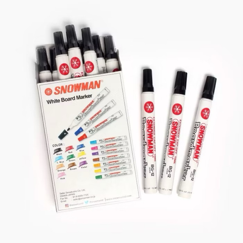 

{ GROSIR } Spidol SNOWMAN Whiteboard BG 12 / White Board / Papan Tulis Putih / Spidol Non Permanent Spidol White Board Marker Bisa di Hapus - HITAM