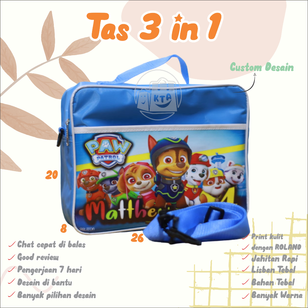 

❤️asemka77❤️GOODIE BAG ULTAH ANAK TAS 3 IN 1 CUSTOM