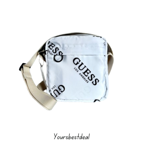 Guess Square Crossbody Bag Unisex In White Camera Bag
