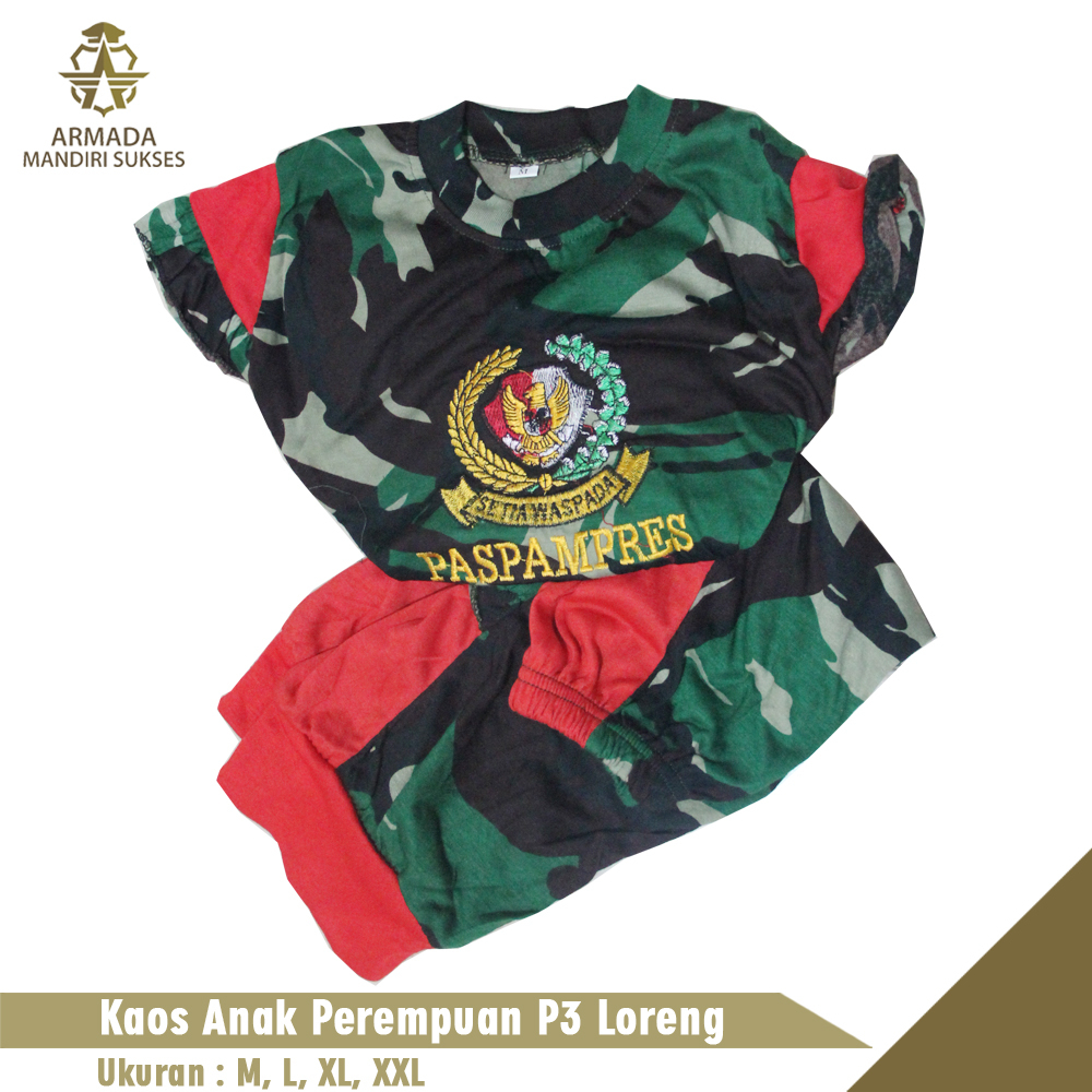 Kaos Anak Perempuan Paspampres Loreng | Kaos Anak Perempuan