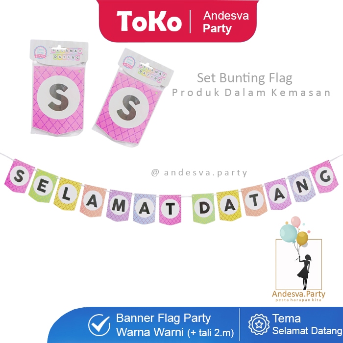 Banner SELAMAT DATANG / Bunting Flag SELAMAT DATANG / banner flag perayaan ucapan selamat datang