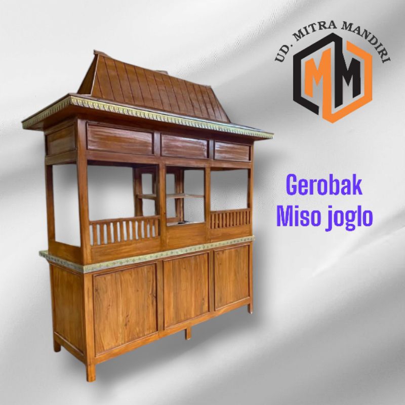 Gerobak mie ayam bakso atap joglo kayu jati menyala