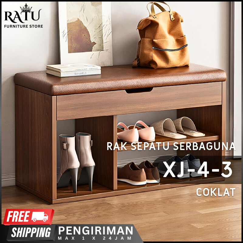 XJ-4 Rak Sepatu Sofa Lemari Sepatu 2Susun Bangku Laci Meja Rias Tempat Sepatu Ratu Furniture Store