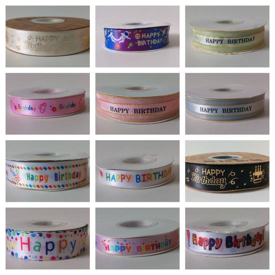 

Pita Ulang Tahun Ribbon Happy Thday Ae Hamper Ouvenir 1.5Cm 2.5Cm 25Yard 50Yard