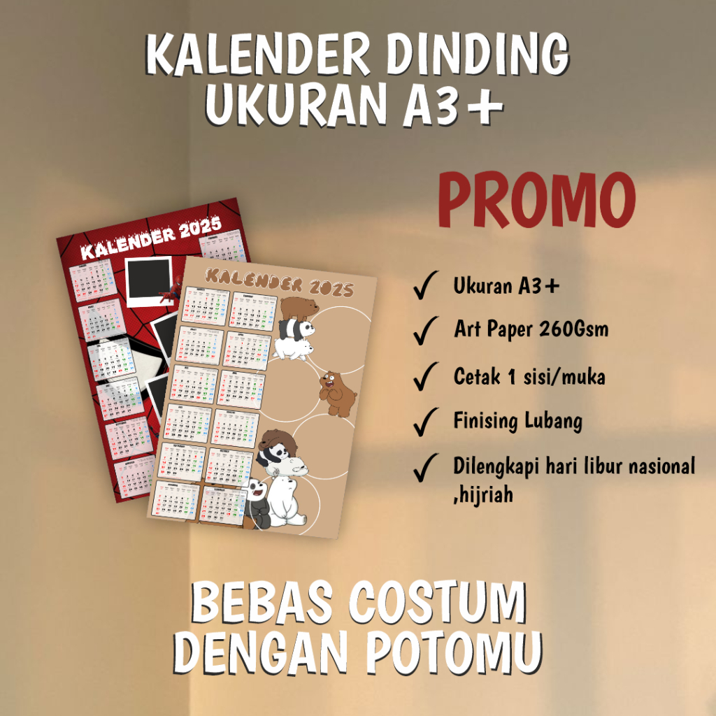 

SidsPrint Kalender 2025 Aesthetic Custom | Kalender Dinding Keluarga | Ecer & Grosir