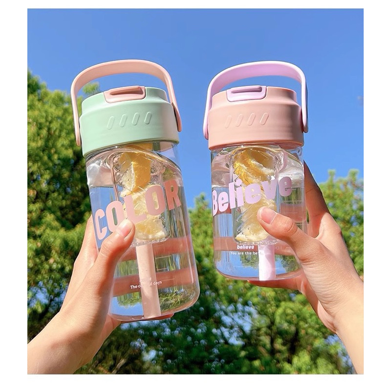 DNICE Botol Air Sedotan/Botol Air Pemisahan Teh/Botol Air Kapasitas BesarSiswa 600ML 800ML