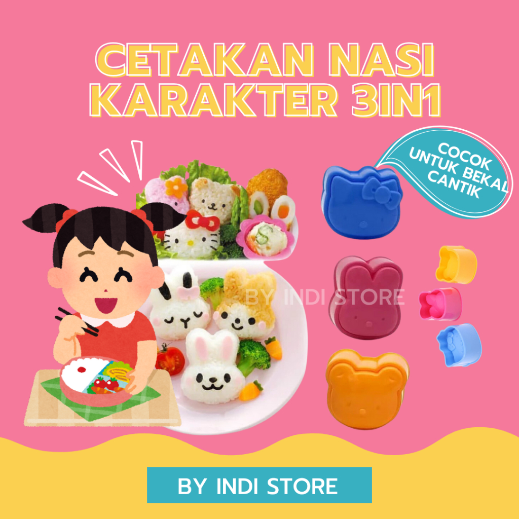 [Riung Bandung] BY INDI STORE CETAKAN BENTO 3IN1/CETAKAN ROTI CETAKAN NASI