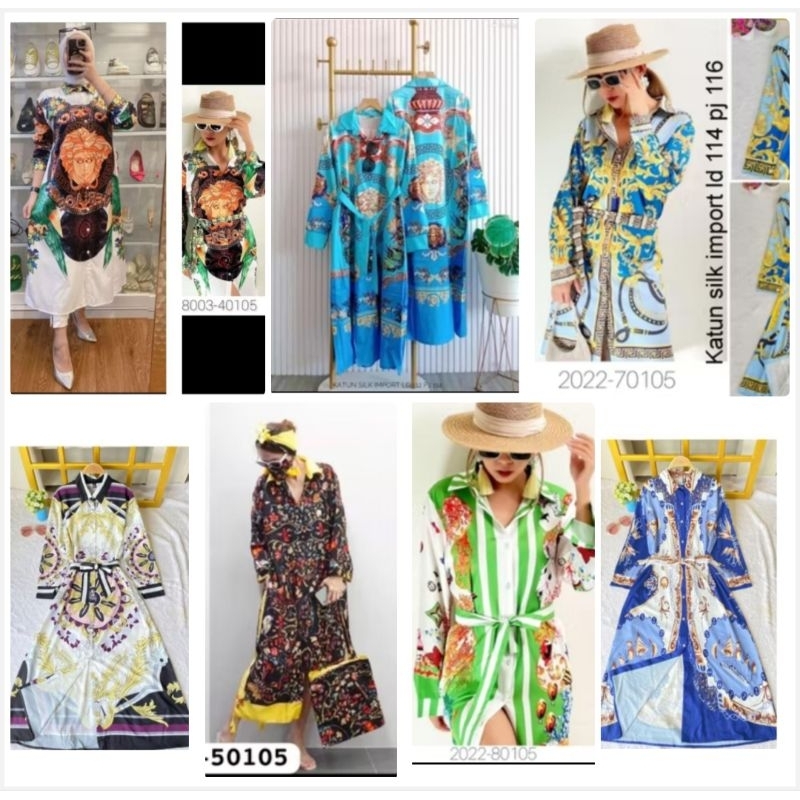 Tunik katun silk bkk batik hitam kuning daun hijau